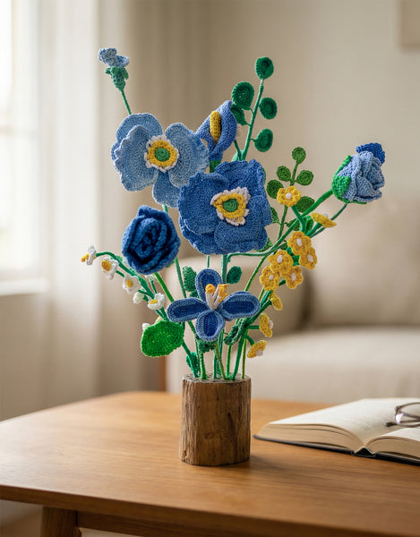 Blue Serenity - Crocheted Floral Art – Samoolam Crafts