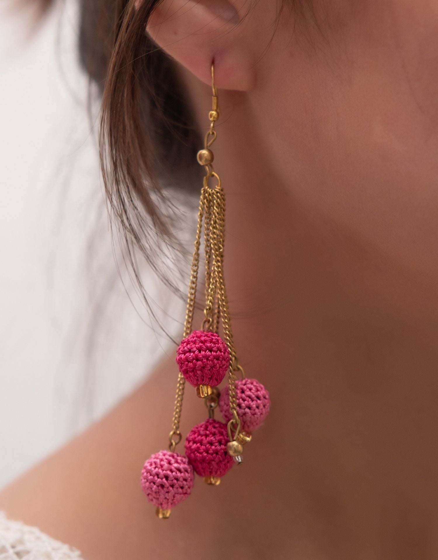 Pink on sale ball earrings