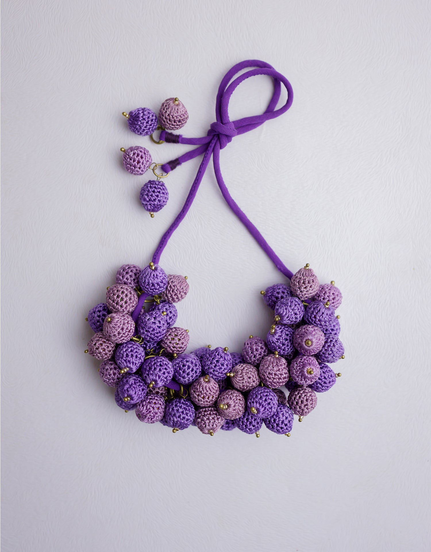 Natural Purple Amethyst Necklace 3 Line Tear Drop Beads